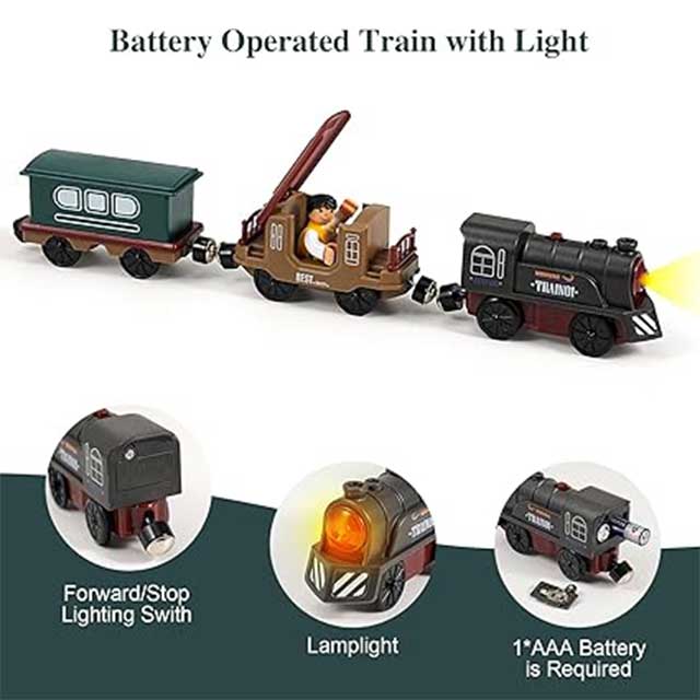 3 Pcs Magnetic Retro Battery Operated Train Toy Set