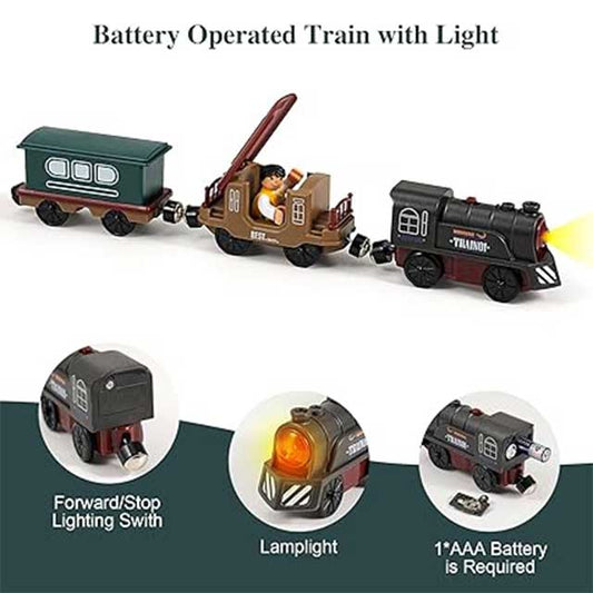 3 Pcs Magnetic Retro Battery Operated Train Toy Set