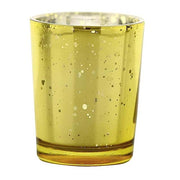 3-Piece Golden Speckled Mercury Glass Votive Candle Holders Set – Large, Medium &amp; Small Elegant Candle Rings