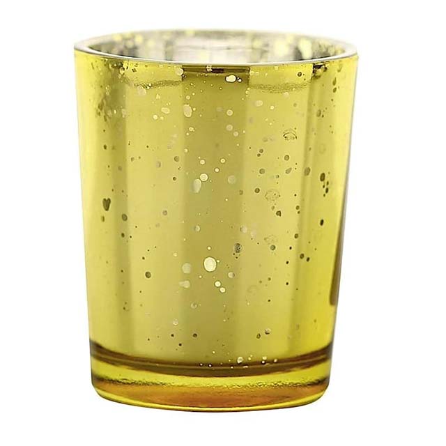 3-Piece Golden Speckled Mercury Glass Votive Candle Holders Set – Large, Medium &amp; Small Elegant Candle Rings