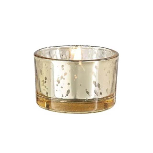 3-Piece Golden Speckled Mercury Glass Votive Candle Holders Set – Large, Medium &amp; Small Elegant Candle Rings