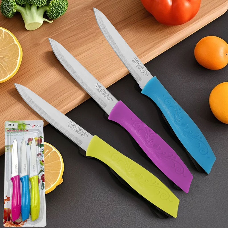Ensemble de 3 couteaux à fruits portables – Couteaux de cuisine et éplucheur de légumes ultra-tranchants en acier inoxydable – Accessoire de cuisine quotidien essentiel pour femmes