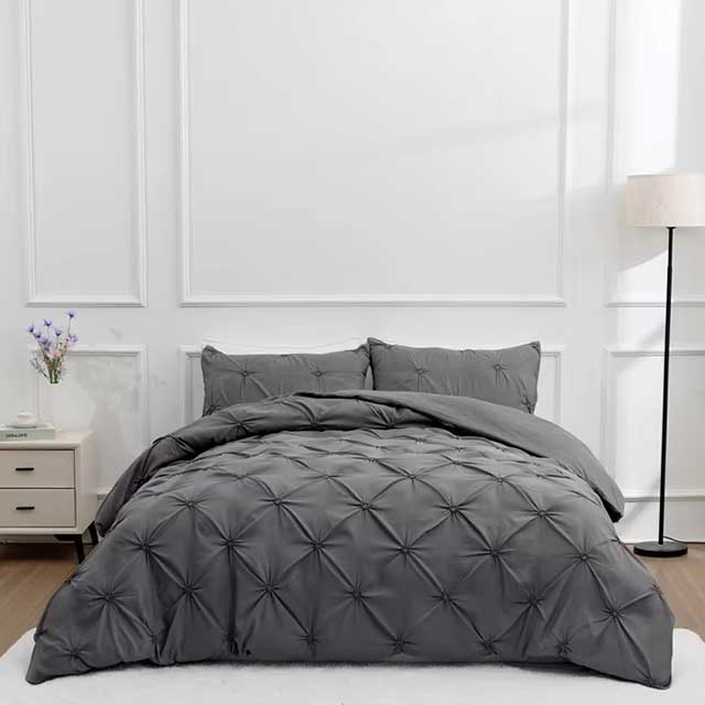 3-Piece Queen Duvet Cover Set – Gray Bed in a Bag with Pillowcases, No Comforter Included