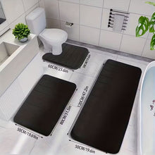 Ensemble de tapis de bain en mousse à mémoire de forme – Tapis de salle de bain antidérapants ultra doux et épais – Tapis en polyester à séchage rapide lavables en machine, comprenant un tapis de toilette en forme de U et un tapis de couloir extra-long