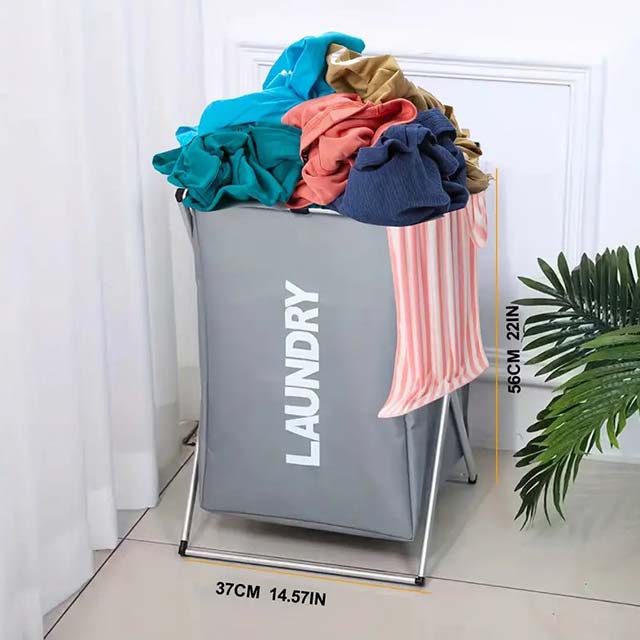 3-Section Foldable Laundry Sorter Basket - Metal & PVC with Waterproof Oxford Bags, Aluminum Frame for Home & Dormitory Clothes Storage