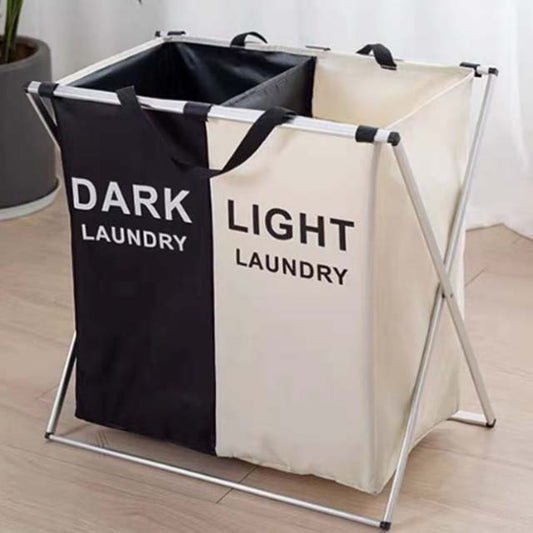 3-Section Foldable Laundry Sorter Basket - Metal & PVC with Waterproof Oxford Bags, Aluminum Frame for Home & Dormitory Clothes Storage