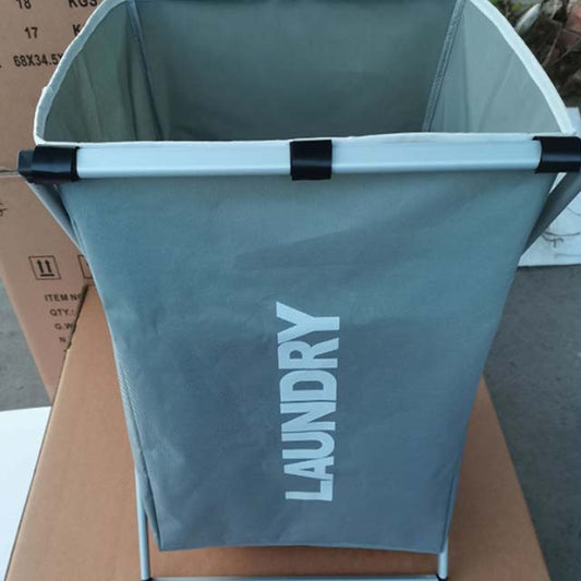 3-Section Foldable Laundry Sorter Basket - Metal & PVC with Waterproof Oxford Bags, Aluminum Frame for Home & Dormitory Clothes Storage
