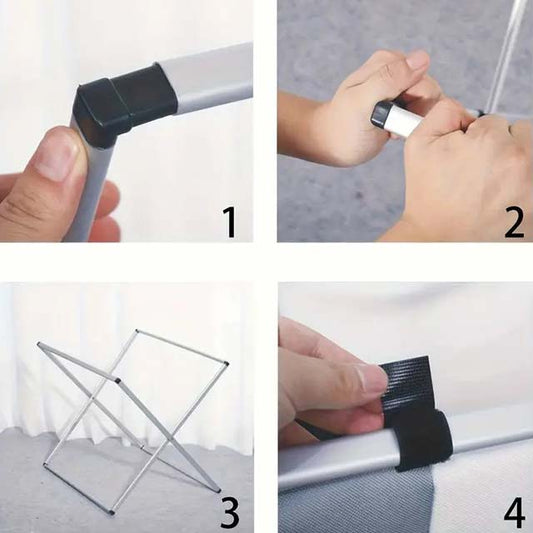 3-Section Foldable Laundry Sorter Basket - Metal & PVC with Waterproof Oxford Bags, Aluminum Frame for Home & Dormitory Clothes Storage