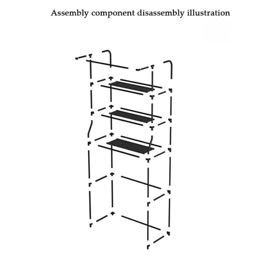 3-Tier Over-the-Toilet & Washing Machine Storage Rack – Multi-Functional Laundry Room Organizer with Hanging Rod – Heavy-Duty Space-Saving Shelf for Bathroom & Laundry – Stable Floor-to-Ceiling Design (Black/White)