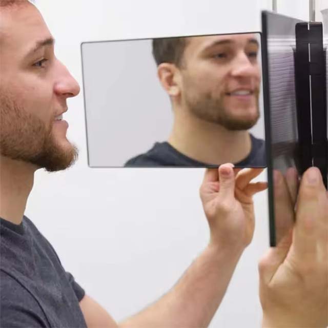 360° Trifold Self Haircut Mirror with LED Lights – Rechargeable & Height Adjustable for DIY Hair Cutting