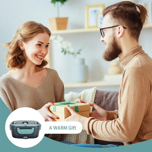 3-in-1 Electric Lunch Box Food Warmer – 60W High-Power Portable Food Heater for Car, Truck & Home (12V/24V/110V) with Detachable 304 Stainless Steel Container, Fork & Spoon