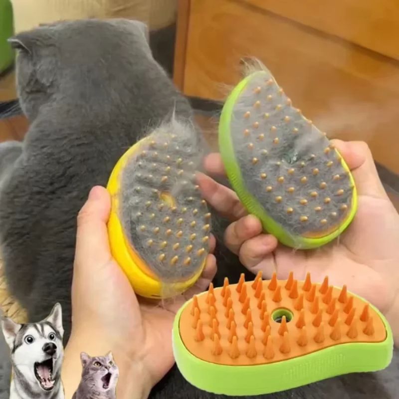 3-in-1 Electric Pet Steam Brush – Multifunctional Spray Grooming Tool for Cats & Dogs – Rechargeable Massage Comb for Shedding and Tangled Hair Removal
