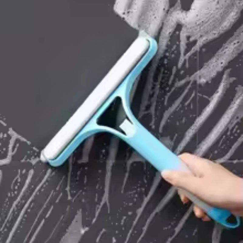 3-in-1 Multi-Functional Glass Cleaner – Built-in Watering Can & Integrated Scraper – All-Purpose Window Squeegee for Home, Bathroom, and Car (White/Blue/Yellow)