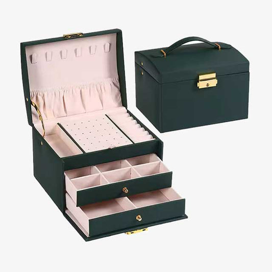 3-Layer Large Capacity Jewelry Storage Box – Beaded Pearl Necklace, Bracelet, Ring, Earrings, and Watch Organizer