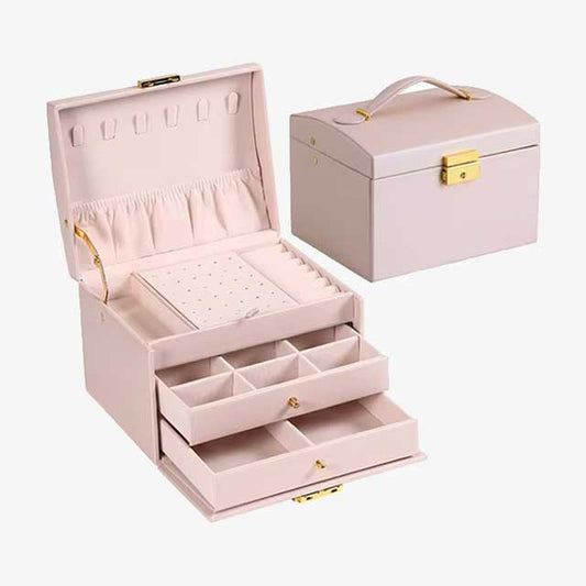3-Layer Large Capacity Jewelry Storage Box – Beaded Pearl Necklace, Bracelet, Ring, Earrings, and Watch Organizer