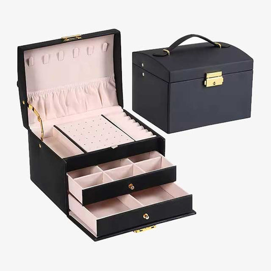 3-Layer Large Capacity Jewelry Storage Box – Beaded Pearl Necklace, Bracelet, Ring, Earrings, and Watch Organizer