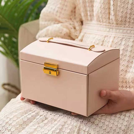 3-Layer Large Capacity Jewelry Storage Box – Beaded Pearl Necklace, Bracelet, Ring, Earrings, and Watch Organizer