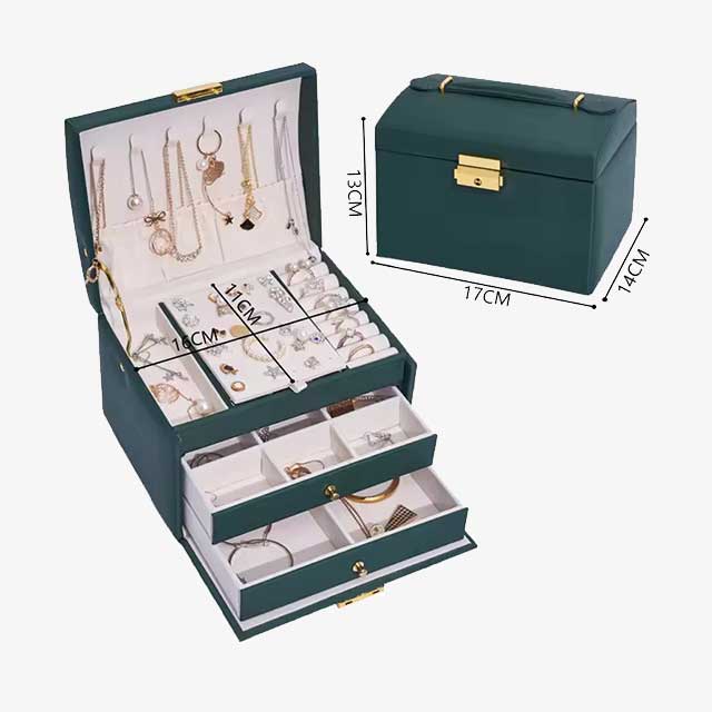 3-Layer Large Capacity Jewelry Storage Box – Beaded Pearl Necklace, Bracelet, Ring, Earrings, and Watch Organizer