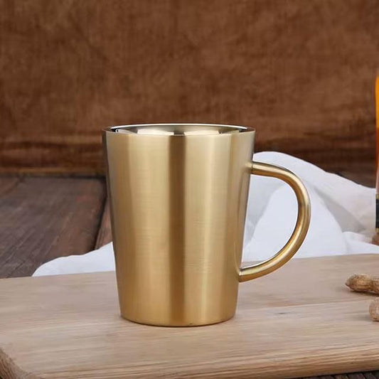 300ml 304 Stainless Steel Double-Layer Mug – Heat-Insulated Coffee, Water & Beer Cup