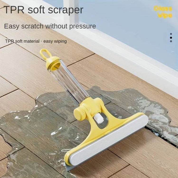 Brosse de nettoyage multi-usages pour vitres avec vaporisateur intégré – Nettoyant de vitres et de miroirs avec raclette en TPR – 20 × 20 × 8 cm