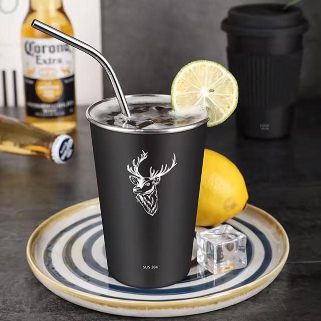 304 Stainless Steel Beer Mug – Single Layer Cold Drink & Coffee Cup – Portable & Durable for Home, Bar, Restaurant & Party Use