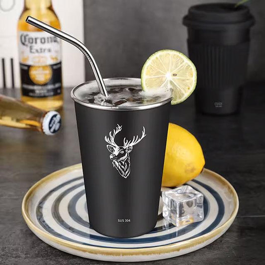 304 Stainless Steel Beer Mug – Single Layer Cold Drink & Coffee Cup – Portable & Durable for Home, Bar, Restaurant & Party Use