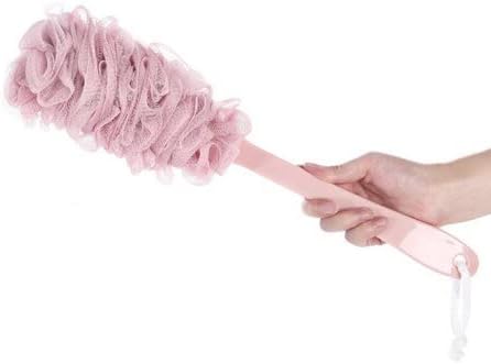 Long-Handle Mesh Back Scrubber – Soft Hanging Shower Sponge Brush – Ergonomic Body Scrubber for Adults – Deep Cleaning Bath Accessory (Green/Pink/White)