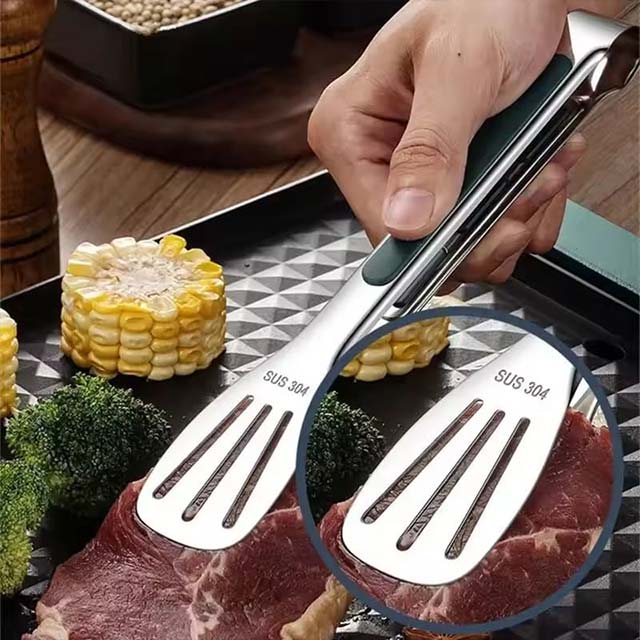 Non-Slip Stainless Steel Food Tongs – 3-Piece Set for Meat, Salad, Bread, BBQ & Buffet Serving