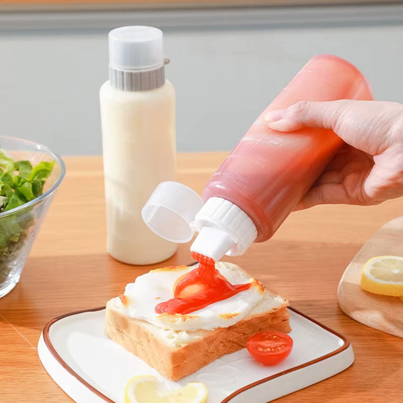 Bouteille compressible pour condiments à 5 trous de 350 ml – Distributeur anti-fuite pour ketchup, moutarde et mayonnaise