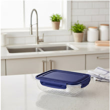 350ml Rectangular Shallow Food Storage Container with Locking Lid – Cook & Store, Navy Blue
