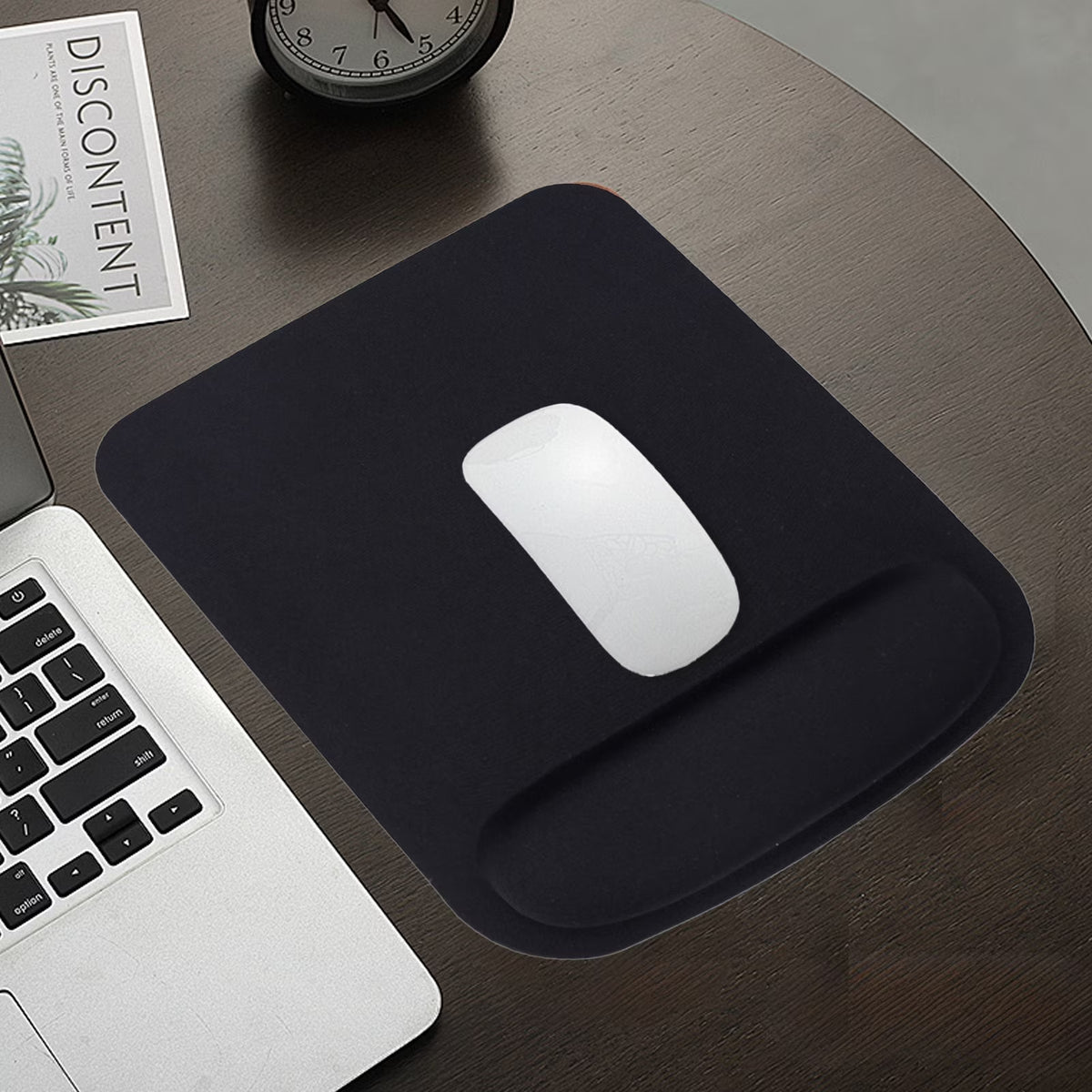 Ergonomic Computer Gaming Mouse Pad with Integrated Wrist Support – Ultra-Comfortable Solid Color Mouse Mat – Pressure-Relieving Wrist Pad for Office & Gaming – Lightweight & Superior Quality (Black / Grey)