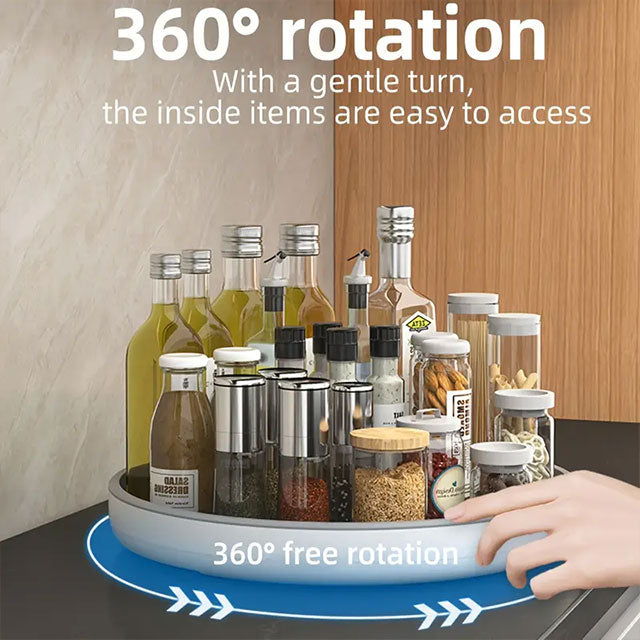 360° Rotating Kitchen Turntable – Multifunctional Countertop Spice Rack for Soy Sauce, Vinegar & Seasoning Bottle Storage