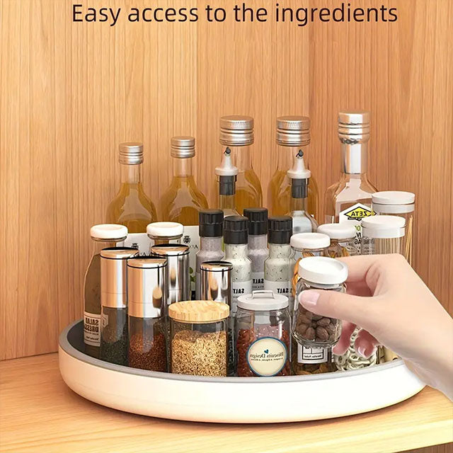 360° Rotating Kitchen Turntable – Multifunctional Countertop Spice Rack for Soy Sauce, Vinegar & Seasoning Bottle Storage