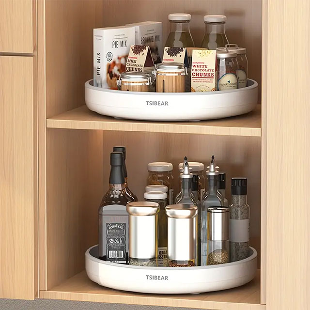 360° Rotating Kitchen Turntable – Multifunctional Countertop Spice Rack for Soy Sauce, Vinegar & Seasoning Bottle Storage