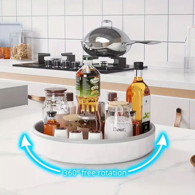 360° Rotating Kitchen Turntable – Multifunctional Countertop Spice Rack for Soy Sauce, Vinegar & Seasoning Bottle Storage