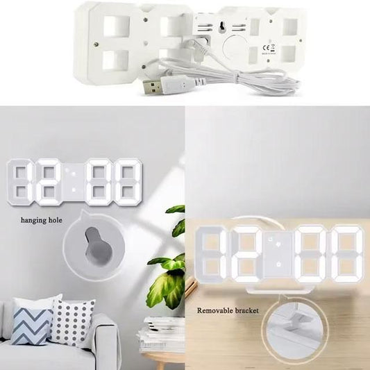 3D LED Digital Alarm Clock – Modern Wall Clock with Time, Date & Temperature Display for Home, Kitchen & Office Decor