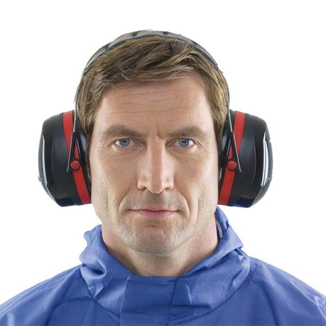 3M Peltor Optime III Industrial Ear Defenders for Adults – 35 dB Noise Reduction Protective Earmuffs with Adjustable Headband (Black/Red)