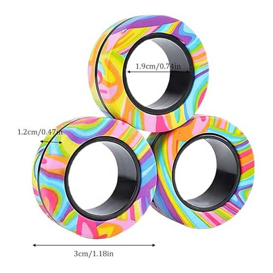 3PCS Magnetic Fidget Rings – Stress & Anxiety Relief Toys for Adults | Spinning Magnet Rings for Focus, Therapy & Relaxation