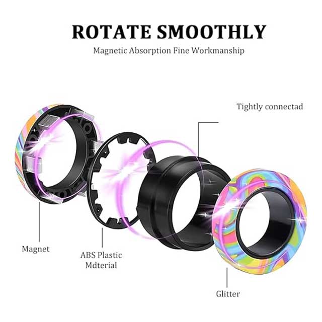 3PCS Magnetic Fidget Rings – Stress & Anxiety Relief Toys for Adults | Spinning Magnet Rings for Focus, Therapy & Relaxation