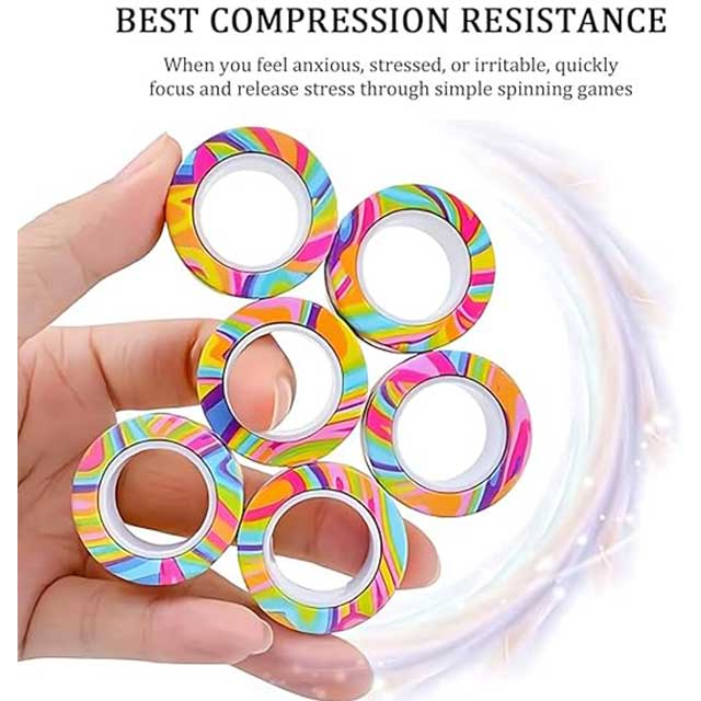 3PCS Magnetic Fidget Rings – Stress & Anxiety Relief Toys for Adults | Spinning Magnet Rings for Focus, Therapy & Relaxation