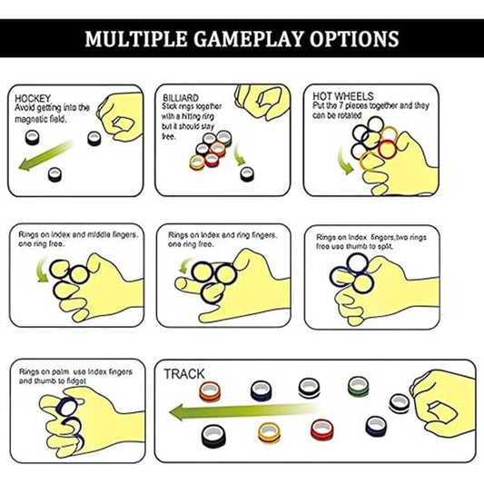 3PCS Magnetic Fidget Rings – Stress & Anxiety Relief Toys for Adults | Spinning Magnet Rings for Focus, Therapy & Relaxation