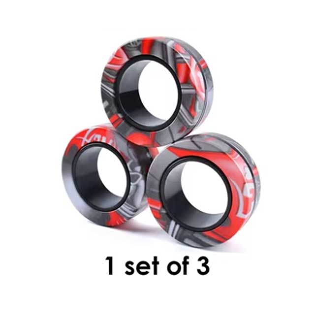 3PCS Magnetic Fidget Rings – Stress & Anxiety Relief Toys for Adults | Spinning Magnet Rings for Focus, Therapy & Relaxation