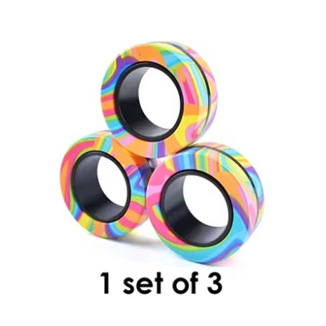 3PCS Magnetic Fidget Rings – Stress & Anxiety Relief Toys for Adults | Spinning Magnet Rings for Focus, Therapy & Relaxation