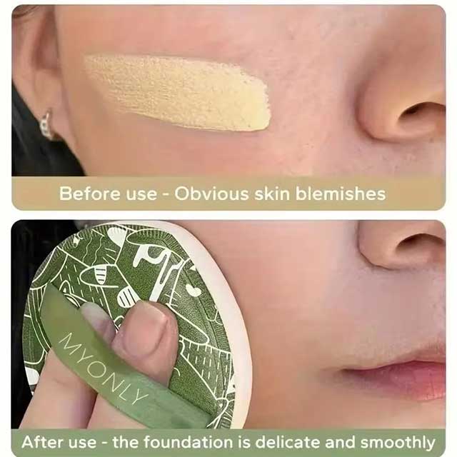 3Pcs Air Cushion Puff & Concealer Brush Set – Soft Round Makeup Blending Sponges for Foundation, Powder & Cosmetic Application