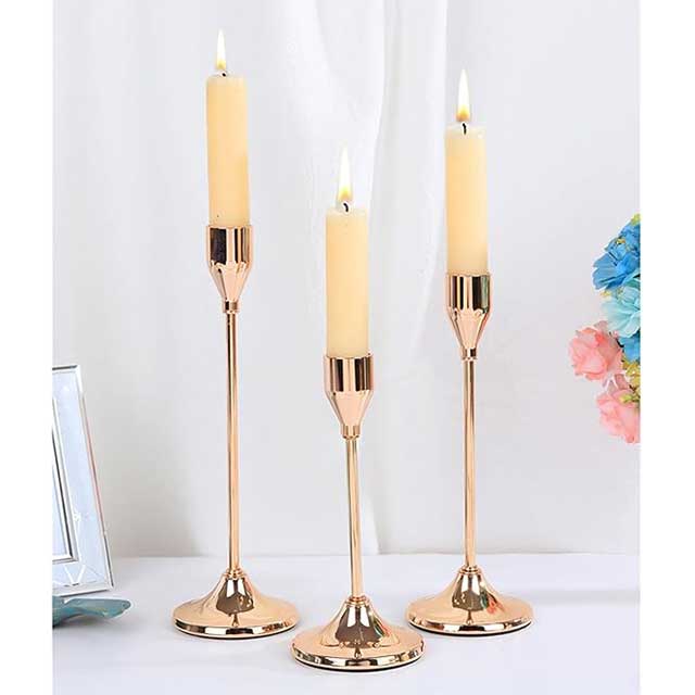 3Pcs Metal Candle Holder Set – Elegant Candlestick Stand for Wedding Table Centerpieces, Christmas & Home Décor | Modern Decorative Candle Holders