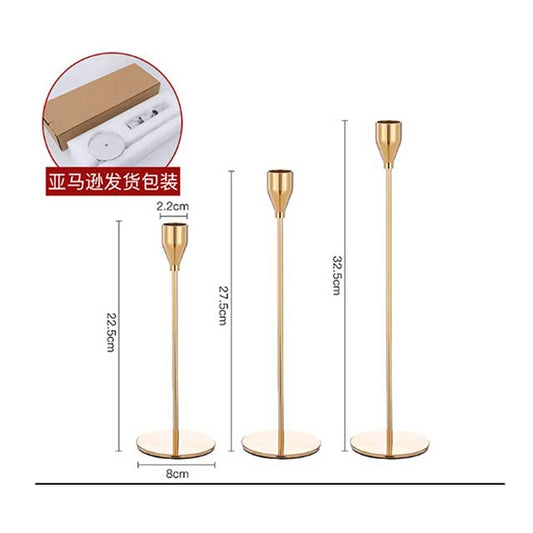 3Pcs Metal Candle Holder Set – Elegant Candlestick Stand for Wedding Table Centerpieces, Christmas & Home Décor | Modern Decorative Candle Holders