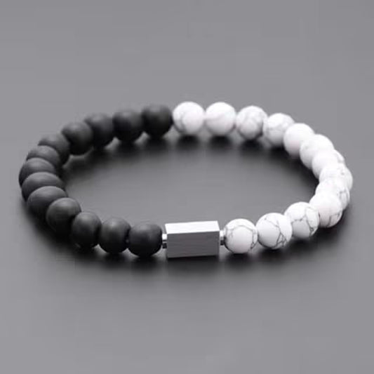 سوار من خرز الحجر الطبيعي المستطيل ثلاثي الأبعاد للجنسين (EGBT035)