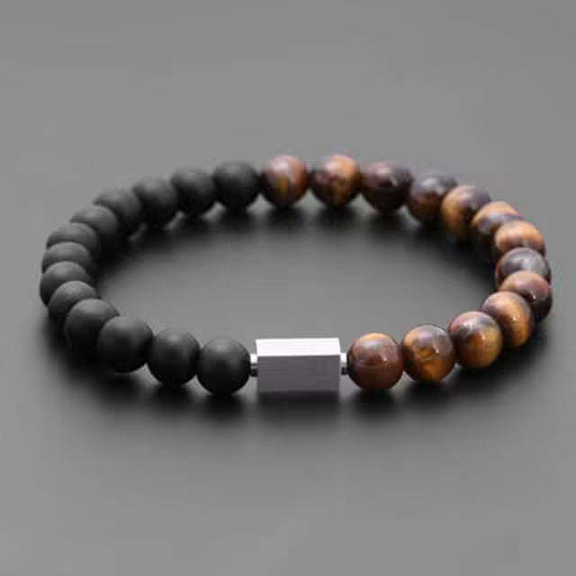 سوار من خرز الحجر الطبيعي المستطيل ثلاثي الأبعاد للجنسين (EGBT035)