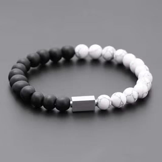 سوار من خرز الحجر الطبيعي المستطيل ثلاثي الأبعاد للجنسين (EGBT035)