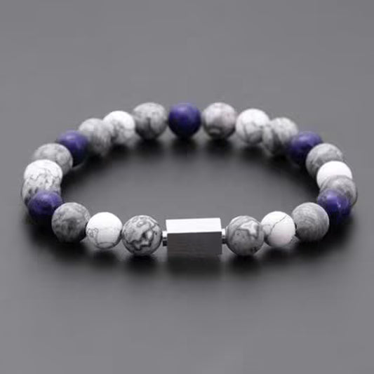 سوار من خرز الحجر الطبيعي المستطيل ثلاثي الأبعاد للجنسين (EGBT035)